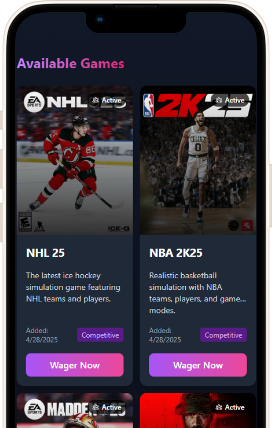 Streaming interface for gaming matches